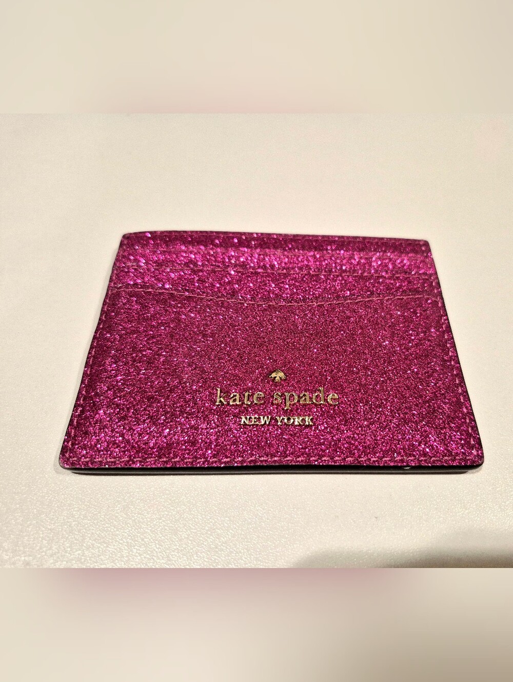 Kate Spade Glitter Card Holder in Hot Pink Like New